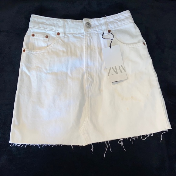 Zara Dresses & Skirts - Zara White denim mini skirt, XS